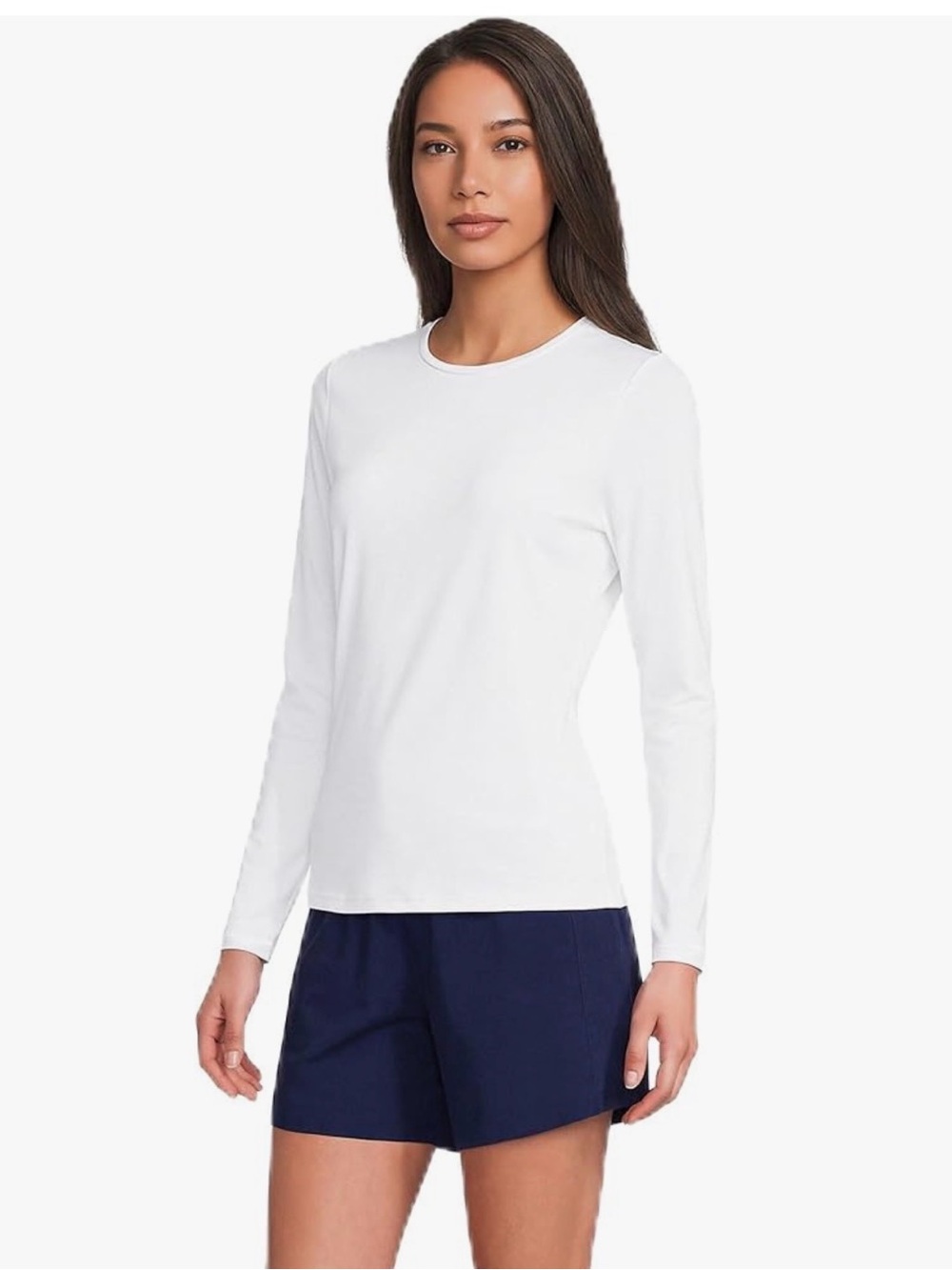 Lands' End White Long-Sleeve Rash Guard Swim Tee
